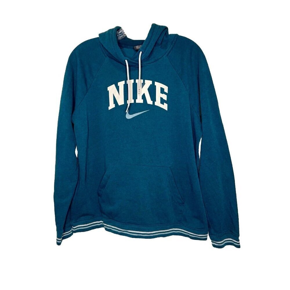 Nike Women's Teal Center Swoosh‎ Boxy Baggy Athleisure Hoodie Large